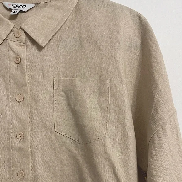 NWT CI Sono Los Angeles Khaki Long Sleeve Crop Top - Picture 5 of 6